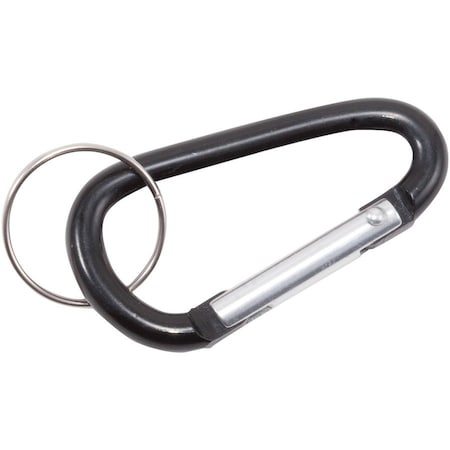 Advantus Split Key Ring Carabiner Key Ring, Black, Aluminum, Key Ring, 10 PK AVT75555